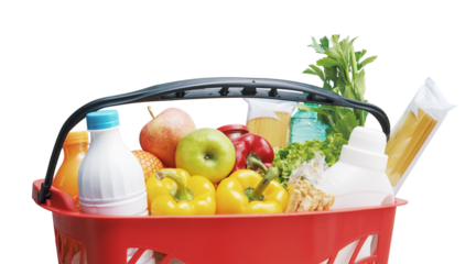 PNG file no background Shopping basket filled with goods