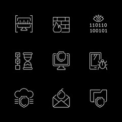 Set line icons of cyber security
