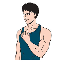 アメコミタッチのフィットネスをする日本人