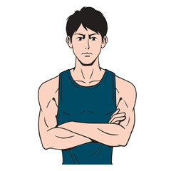 アメコミタッチのフィットネスをする日本人