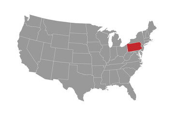 Pennsylvania state map. Vector illustration.