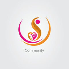 Abstract people symbol, face, togetherness and community concept design, creative hub, care, love, social connection icon, NGO logo and logo set. Vector, Illustration.