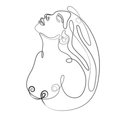 Drawing of Pregnant Woman in Line art style. Illustration of Woman Pregnancy. Happy Mother Day Minimalist Abstract Illustration for Card, Banner, Poster, Logo Design. Maternity concept