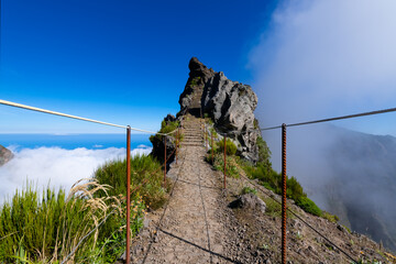 “Ninho da Manta“ a panoramic walk  near “Pico do Arieiro“ peak, Madeira Island portugal....