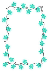 Christmas lights. Stars garland frame