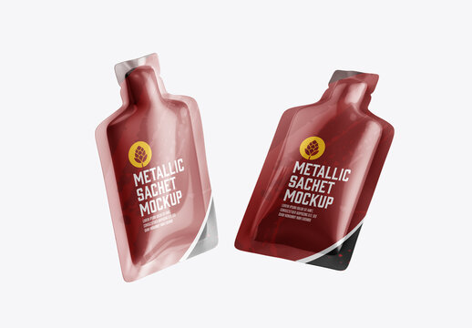 Metallic Sachet Mockup