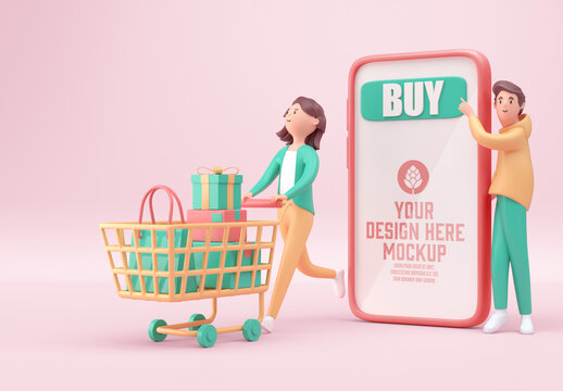 Online Shopping Concept With Smartphone Mockup