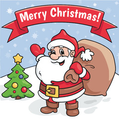 santa claus with christmas tree