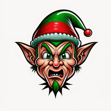 Christmas Elf Head Vector For Logos Or Designs. Generative AI