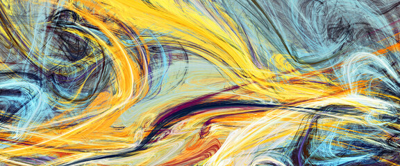 Abstract bright paint composition. Modern color dynamic background. Fractal artwork for creative graphic design