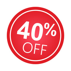 Sticker 40 percent discount off, 40%