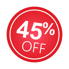 Sticker 45 percent discount off, 45%