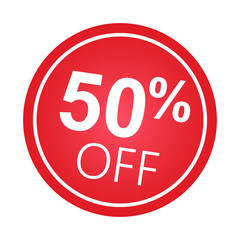 Sticker 50 percent discount off, 50%