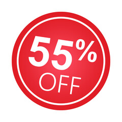 Sticker 55 percent discount off, 55%