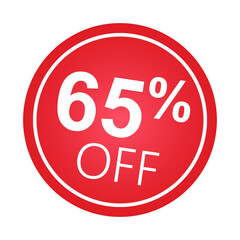 Sticker 65 percent discount off, 65%