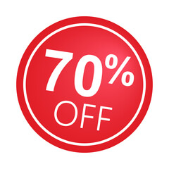 Sticker 70 percent discount off, 70%