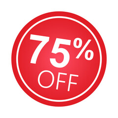 Sticker 75 percent discount off, 75%