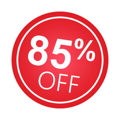 Sticker 85 percent discount off, 85%