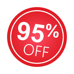 Sticker 95 percent discount off, 95%