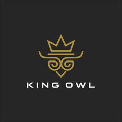 Obraz premium Owl king line art logo vector