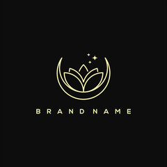 star moon and lotus logo vector