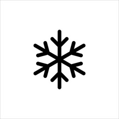 Simple black snowflake with rounded corners. Vector icon on white background