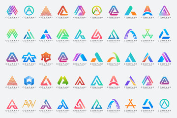 set of Letter A logo icon design template.
