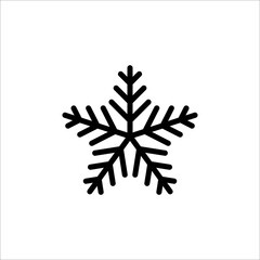 Simple black snowflake with rounded corners. Vector icon on white background