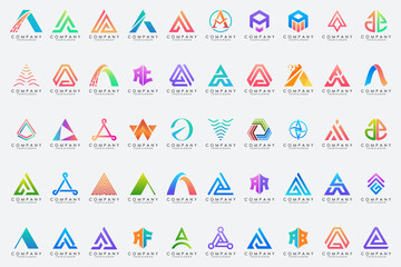 set of Letter A logo icon design template.