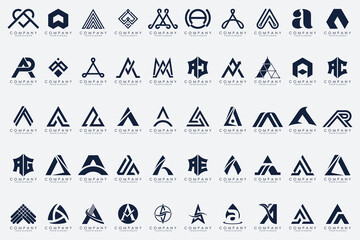 set of Letter A logo icon design template.