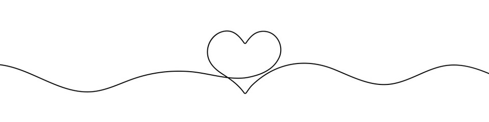 Continuous line drawing of heart. Heart one line icon. One line drawing background. Vector illustration. Heart black icon