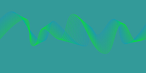 Background Blue Green Turquoise wave lines Flowing waves design Abstract digital equalizer sound wave Flow. Line Vector illustration for tech futuristic innovation concept background Graphic design