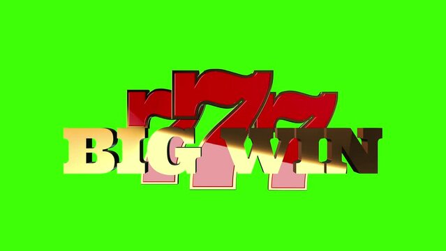 Big win 3D animation of Jackpot slots on green screen background. 777 jackpot symbol. 