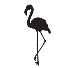 Naklejka premium Black silhouette flamingo logo vector illustration.