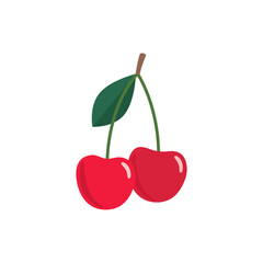 Cherry berries and leaves. Vector illustration.
