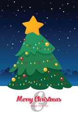 Christmas card in flat style. Greating vector card