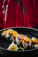 sushi with red caviar