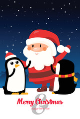 Christmas card in flat style. Greating vector card