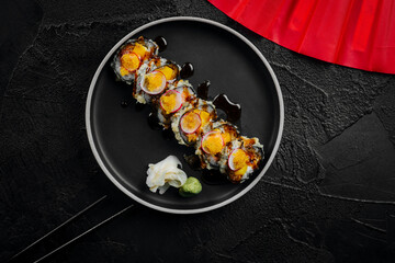sushi with red caviar
