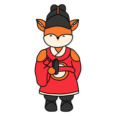 fox, animal character waering hanbok, Korean traditional costume Hanbok