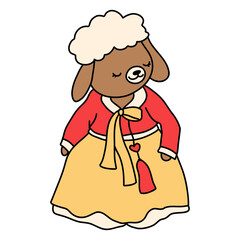 sheep, animal character waering hanbok, Korean traditional costume Hanbok