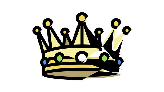 crown treasure color icon animation
