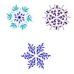 Beautiful abstract christmas card with set of blue snowflakes. Icon with snowflake. Seasonal holiday.New year holiday greeting card. Isolated vector illustration. Christmas vector. Star icon.
