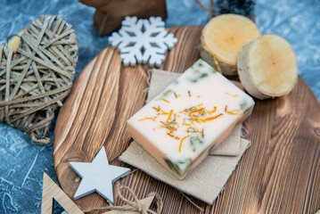 Fototapeta na wymiar Hand made natural soap for a gift