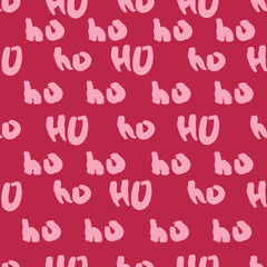 Wrapping paper with inscription santa claus ho ho ho. Seamless pattern with word of santa. Celebration christmas viva magenta background.