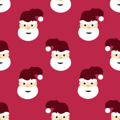 Wrapping paper with character of santa claus. Seamless pattern with santa on viva magenta background. New year concept.