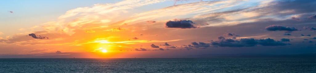 Sunset over Sea, Barcelona, Spain, Europe