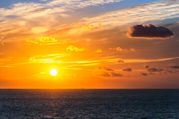 Sunset over Sea, Barcelona, Spain, Europe