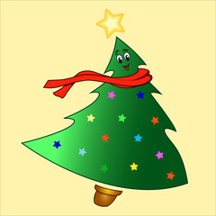 Merry christmas tree character illustration with diverse colors