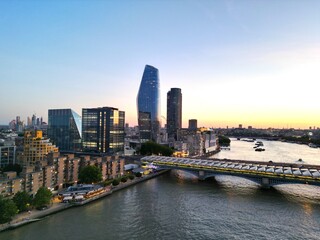 Fototapeta na wymiar City of London sunset over river Thames southbank